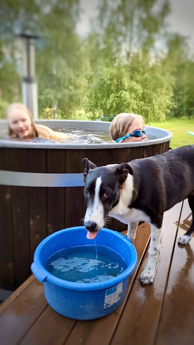 Kirami | Lapset nauttivat sadepäivistä paljussa, kun taas Maggie unelmoi omasta paljustaan.