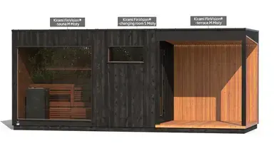 Kirami FinVision® -sauna M Misty, -changing room S Misty, -terrace M Misty