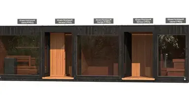 Kirami FInVision® -sauna M Misty, -terrace S Misty, -lounge M Misty, -terrace S Misty, -sauna S Misty