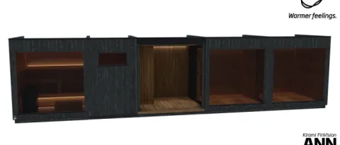 Kirami FinVision® -sauna Misty, changing room, terrace M, lounge, lounge