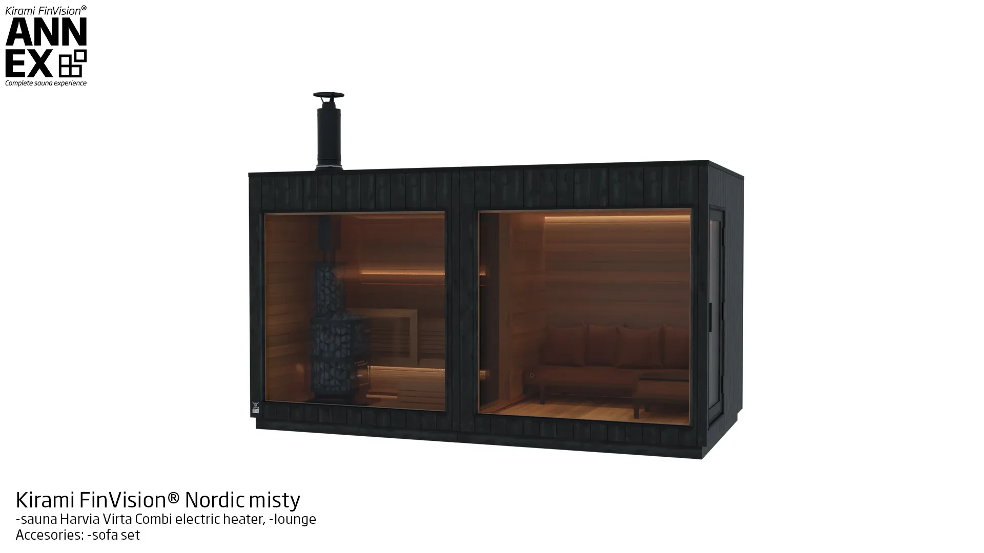 Kirami FinVision® -sauna, -changing room, -lounge Misty | Kirami FinVision® Annex