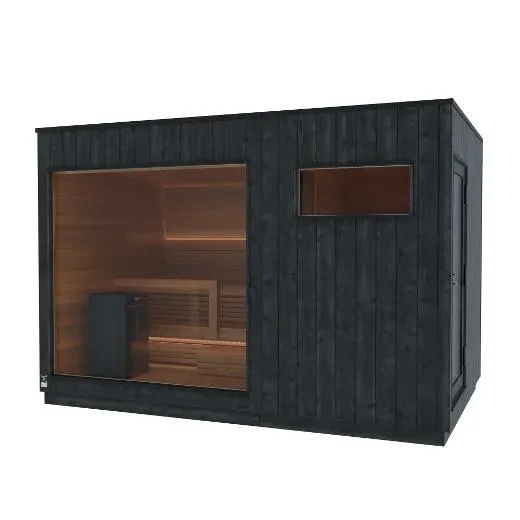 Kirami FinVision® -sauna ja -pukukoppi 2-ovea, Nordic misty, Oikea (Annex)